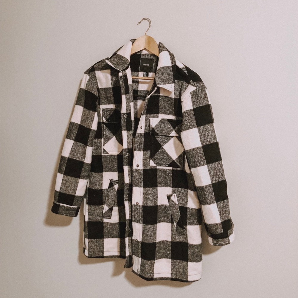 Chunky Black and White Buffalo Check Jacket